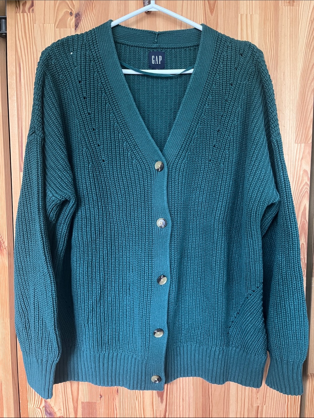 GAP Teal Button-Front Knit Cardigan Sweater (size Medium Tall)